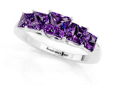 White gold Princess Cut Five-Stone Amethyst Ring with Classic Prong Setting_7