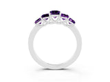 White gold Princess Cut Five-Stone Amethyst Ring with Classic Prong Setting_9