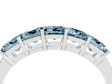 White gold Princess Cut Five-Stone Aquamarine Band with Prong Setting_10