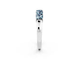 White gold Princess Cut Five-Stone Aquamarine Band with Prong Setting_8