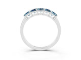 White gold Princess Cut Five-Stone Aquamarine Band with Prong Setting_9