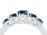 White gold Princess Cut Five-Stone Aquamarine Ring with Classic Prong Setting_10