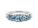 White gold Princess Cut Five-Stone Aquamarine Ring with Classic Prong Setting_6