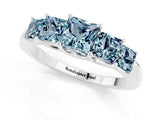 White gold Princess Cut Five-Stone Aquamarine Ring with Classic Prong Setting_7