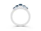White gold Princess Cut Five-Stone Aquamarine Ring with Classic Prong Setting_9