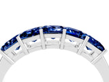 14K White Gold Princess Cut Five-Stone Blue Sapphire Band with Prong Setting