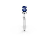 14K White Gold Princess Cut Five-Stone Blue Sapphire Band with Prong Setting