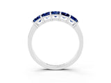 14K White Gold Princess Cut Five-Stone Blue Sapphire Band with Prong Setting