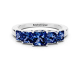 White gold Princess Cut Five-Stone Blue Sapphire Ring with Classic Prong Setting_6