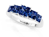White gold Princess Cut Five-Stone Blue Sapphire Ring with Classic Prong Setting_7