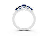 White gold Princess Cut Five-Stone Blue Sapphire Ring with Classic Prong Setting_9