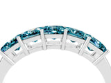 White gold Princess Cut Five-Stone Blue Topaz Band with Prong Setting_10