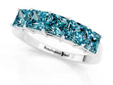 White gold Princess Cut Five-Stone Blue Topaz Band with Prong Setting_7