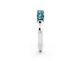 White gold Princess Cut Five-Stone Blue Topaz Band with Prong Setting_8