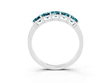 White gold Princess Cut Five-Stone Blue Topaz Band with Prong Setting_9