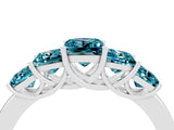 White gold Princess Cut Five-Stone Blue Topaz Ring with Classic Prong Setting_10