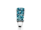 White gold Princess Cut Five-Stone Blue Topaz Ring with Classic Prong Setting_11