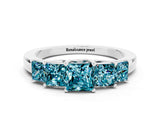 White gold Princess Cut Five-Stone Blue Topaz Ring with Classic Prong Setting_6