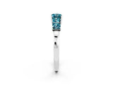 White gold Princess Cut Five-Stone Blue Topaz Ring with Classic Prong Setting_8