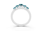 White gold Princess Cut Five-Stone Blue Topaz Ring with Classic Prong Setting_9