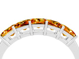 White gold Princess Cut Five-Stone Citrine Band with Prong Setting_10
