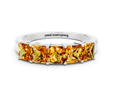 White gold Princess Cut Five-Stone Citrine Band with Prong Setting_6