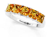 White gold Princess Cut Five-Stone Citrine Band with Prong Setting_7