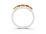 White gold Princess Cut Five-Stone Citrine Band with Prong Setting_9