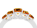 White gold Princess Cut Five-Stone Citrine Ring with Classic Prong Setting_10