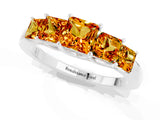 White gold Princess Cut Five-Stone Citrine Ring with Classic Prong Setting_7