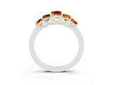White gold Princess Cut Five-Stone Citrine Ring with Classic Prong Setting_9