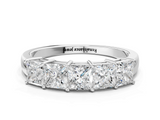 White gold Princess Cut Five-Stone Diamond White Gold Band with Prong Setting_131