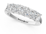 White gold Princess Cut Five-Stone Diamond White Gold Band with Prong Setting_144