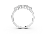 Silver Princess Cut Five-Stone Diamond Band with Prong Setting