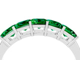 10K White Gold Princess Cut Five-Stone Emerald Band with Prong Setting