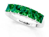 10K White Gold Princess Cut Five-Stone Emerald Band with Prong Setting