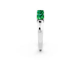 10K White Gold Princess Cut Five-Stone Emerald Band with Prong Setting