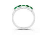 10K White Gold Princess Cut Five-Stone Emerald Band with Prong Setting