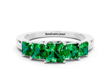 White gold Princess Cut Five-Stone Emerald Ring with Classic Prong Setting_6