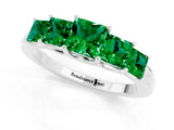 White gold Princess Cut Five-Stone Emerald Ring with Classic Prong Setting_7