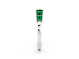 White gold Princess Cut Five-Stone Emerald Ring with Classic Prong Setting_8