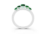 White gold Princess Cut Five-Stone Emerald Ring with Classic Prong Setting_9