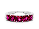 White gold Princess Cut Five-Stone Garnet Band with Prong Setting_6