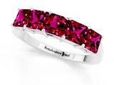 White gold Princess Cut Five-Stone Garnet Band with Prong Setting_7