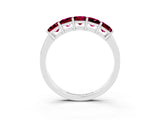 White gold Princess Cut Five-Stone Garnet Band with Prong Setting_9