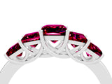 White gold Princess Cut Five-Stone Garnet Ring with Classic Prong Setting_10