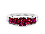 White gold Princess Cut Five-Stone Garnet Ring with Classic Prong Setting_6