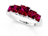White gold Princess Cut Five-Stone Garnet Ring with Classic Prong Setting_7
