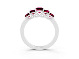 White gold Princess Cut Five-Stone Garnet Ring with Classic Prong Setting_9