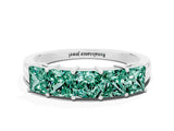 White gold Princess Cut Five-Stone Green Sapphire Band with Prong Setting_6